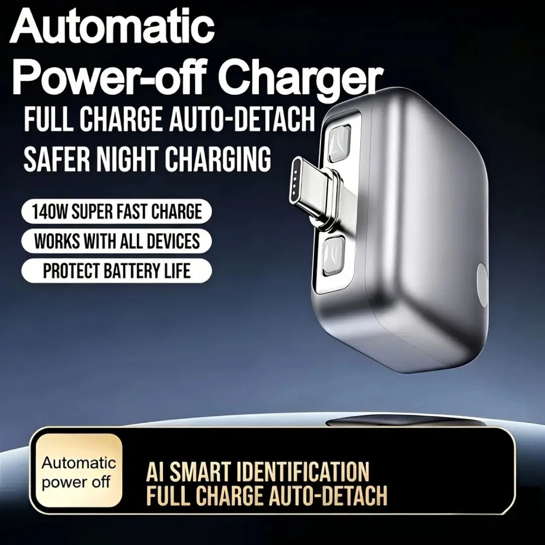 Smart Auto-Detach USB-C Charger — 140W Fast Charging with Battery Protection