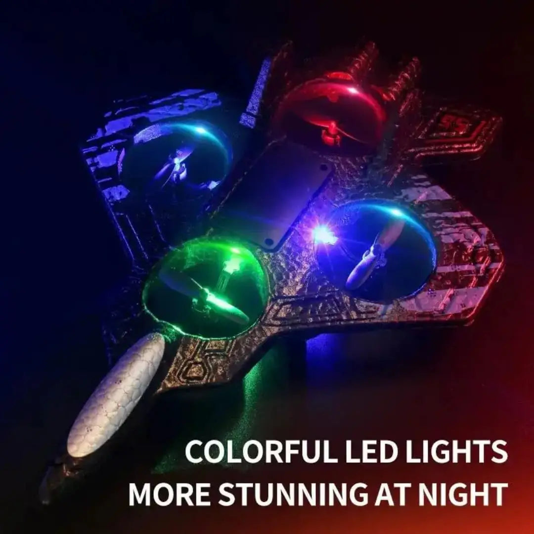 RC Fighter Jet Drone — 2.4G Remote Control Quadcopter with LED Lights