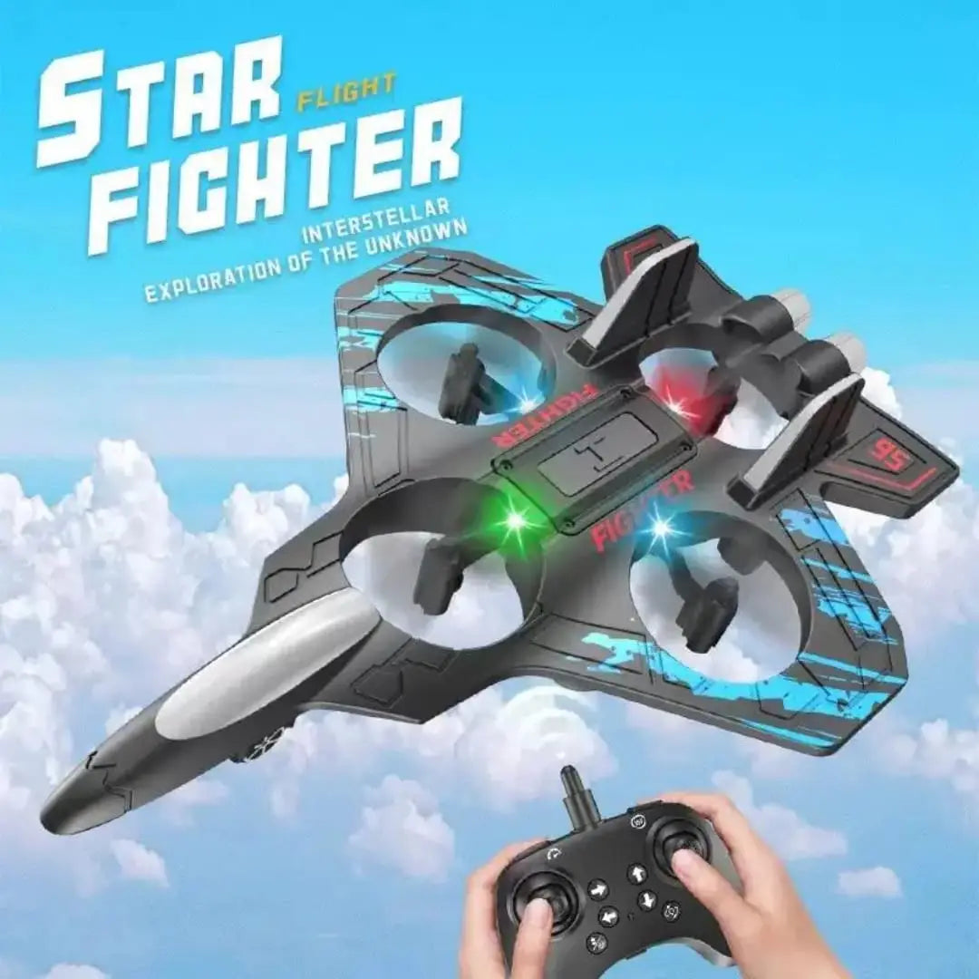 RC Fighter Jet Drone — 2.4G Remote Control Quadcopter with LED Lights