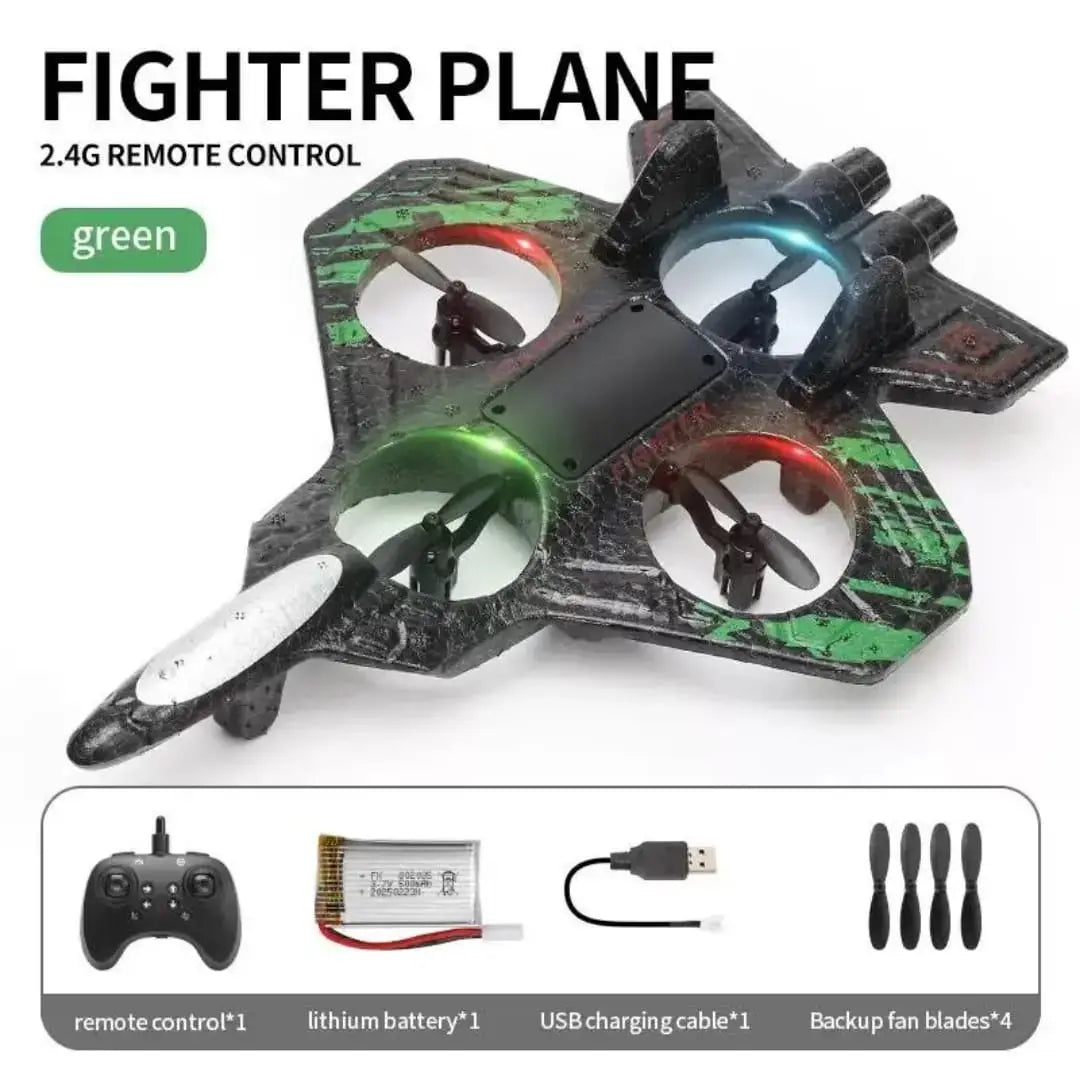RC Fighter Jet Drone — 2.4G Remote Control Quadcopter with LED Lights