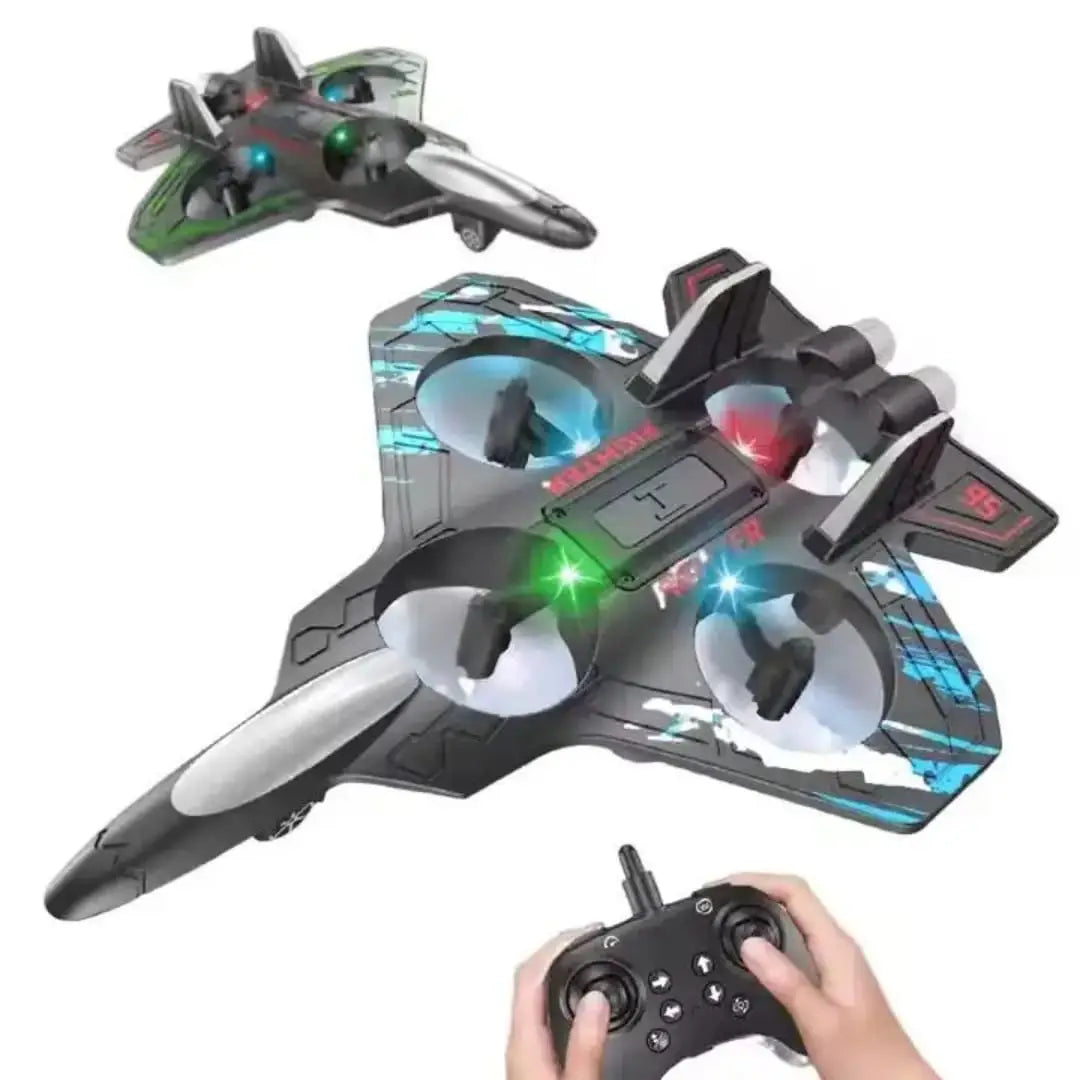 RC Fighter Jet Drone — 2.4G Remote Control Quadcopter with LED Lights