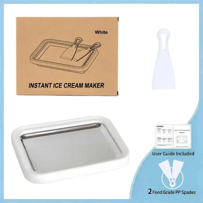 Instant Rolled Ice Cream Maker Tray — DIY Frozen Dessert Plate with 2 Spatulas