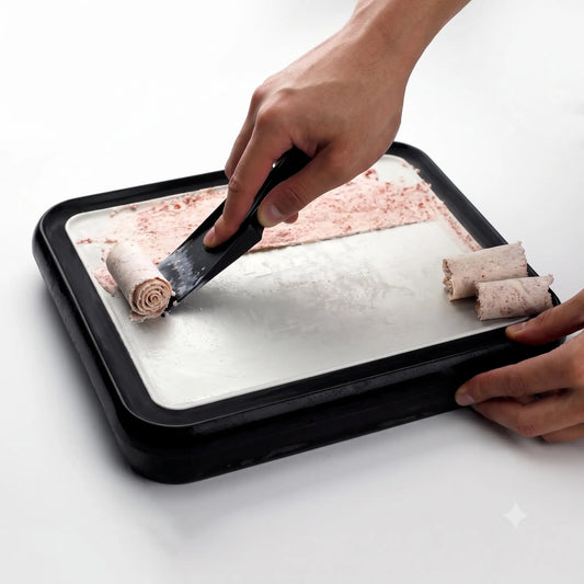Instant Rolled Ice Cream Maker Tray — DIY Frozen Dessert Plate with 2 Spatulas