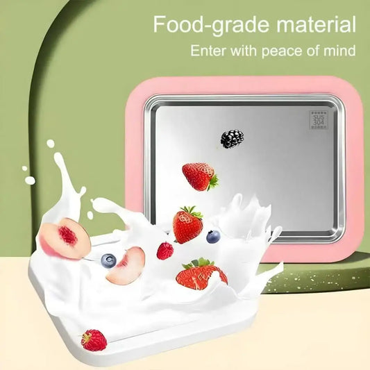 Instant Rolled Ice Cream Maker Tray — DIY Frozen Dessert Plate with 2 Spatulas