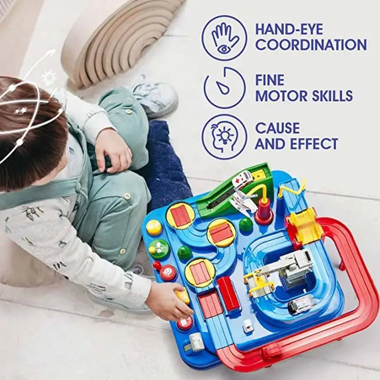 Montessori City Adventure Car Track Toy – Interactive Traffic Puzzle Board