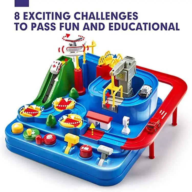 Montessori City Adventure Car Track Toy – Interactive Traffic Puzzle Board