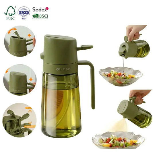 OILCAN 2-in-1 Glass Oil Dispenser Bottle (Pour & Spray)