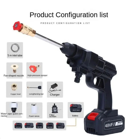 Cordless High-Pressure Car Wash Gun — 48V Portable Electric Power Washer
