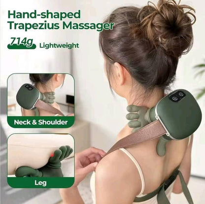Hand-Shaped Trapezius Neck & Shoulder Massager — Portable Heated Massage Device
