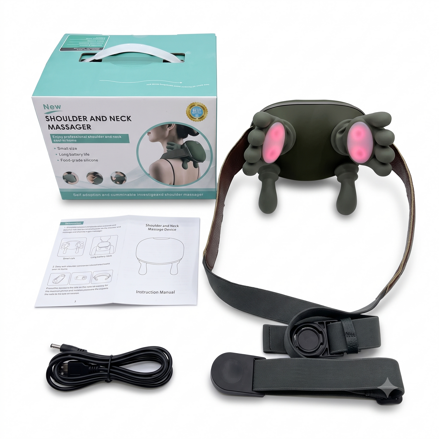 Hand-Shaped Trapezius Neck & Shoulder Massager — Portable Heated Massage Device